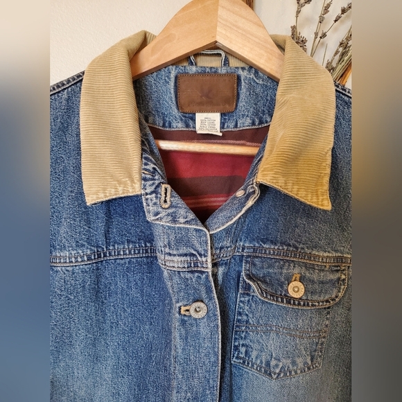 Eddie Bauer Vintage Womens Denim Bomber Jacket with Curdoroy collar - Picture 3 of 13